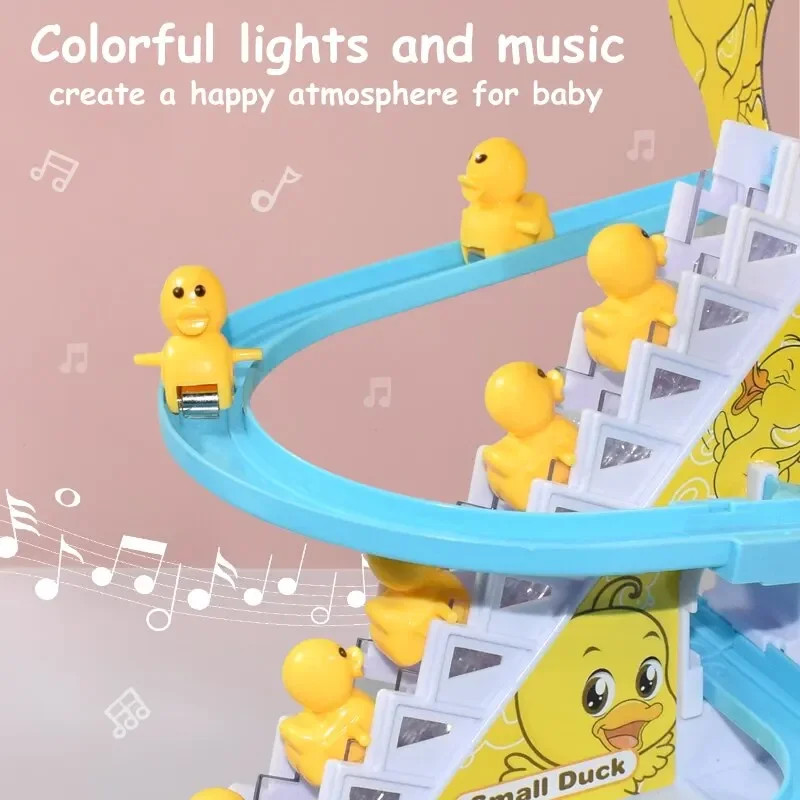 Patos eléctricos pequeños juguetes de escalada DIY patos persecución pista de ju