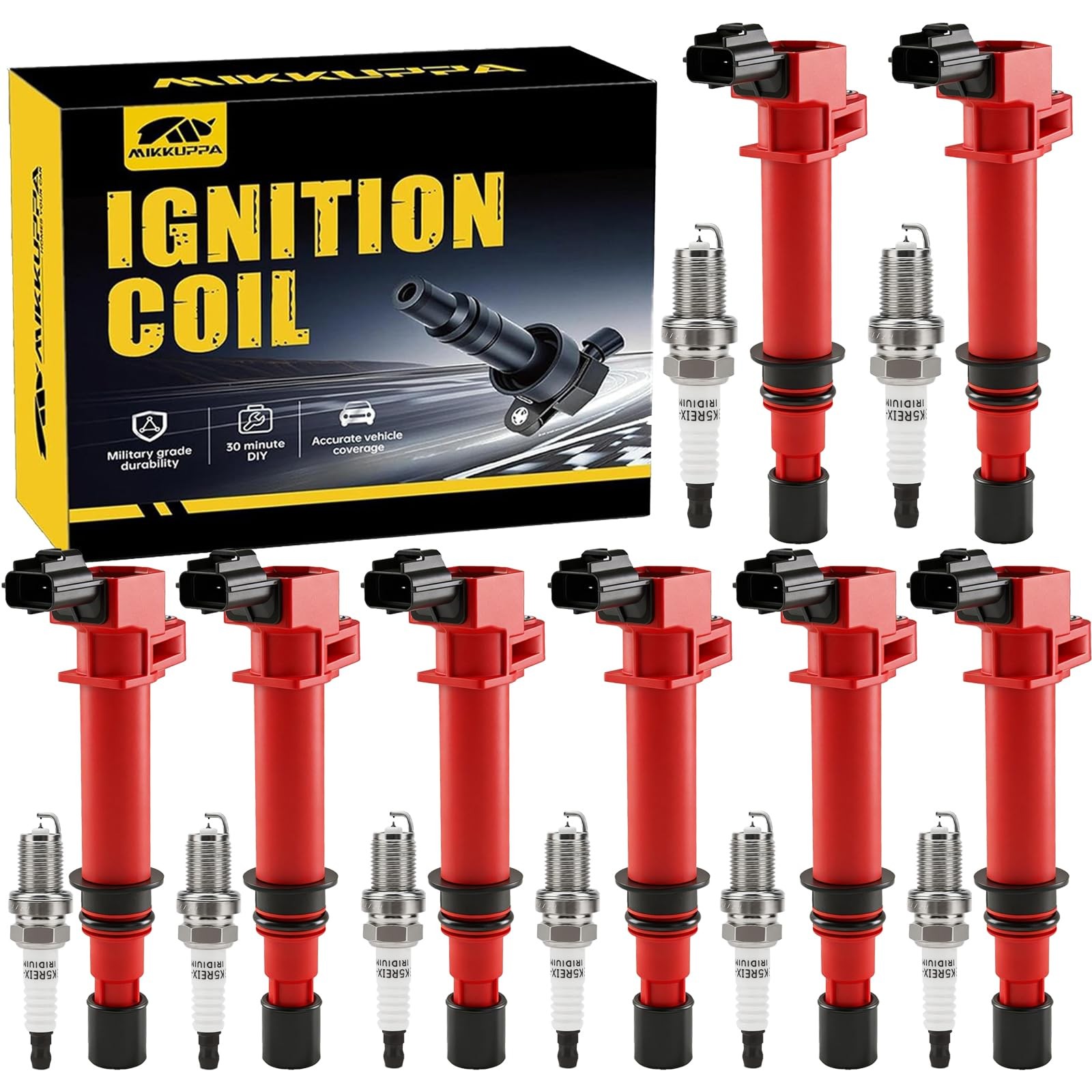 MIKKUPPA Ignition Coils Spark Plugs Set 8 for Dodge Ram Durango Dakota Jeep