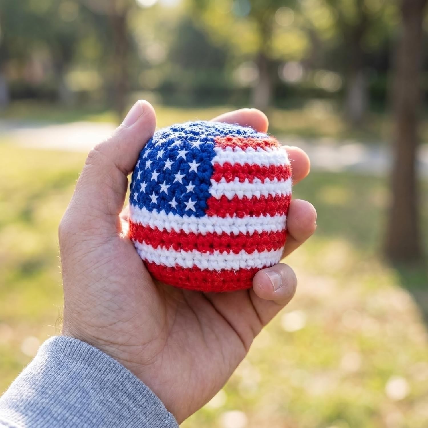1~5x USA Flag Knitted Footbags Hackys Bag, Sacks Foot Bag Crochet Juggling Balls