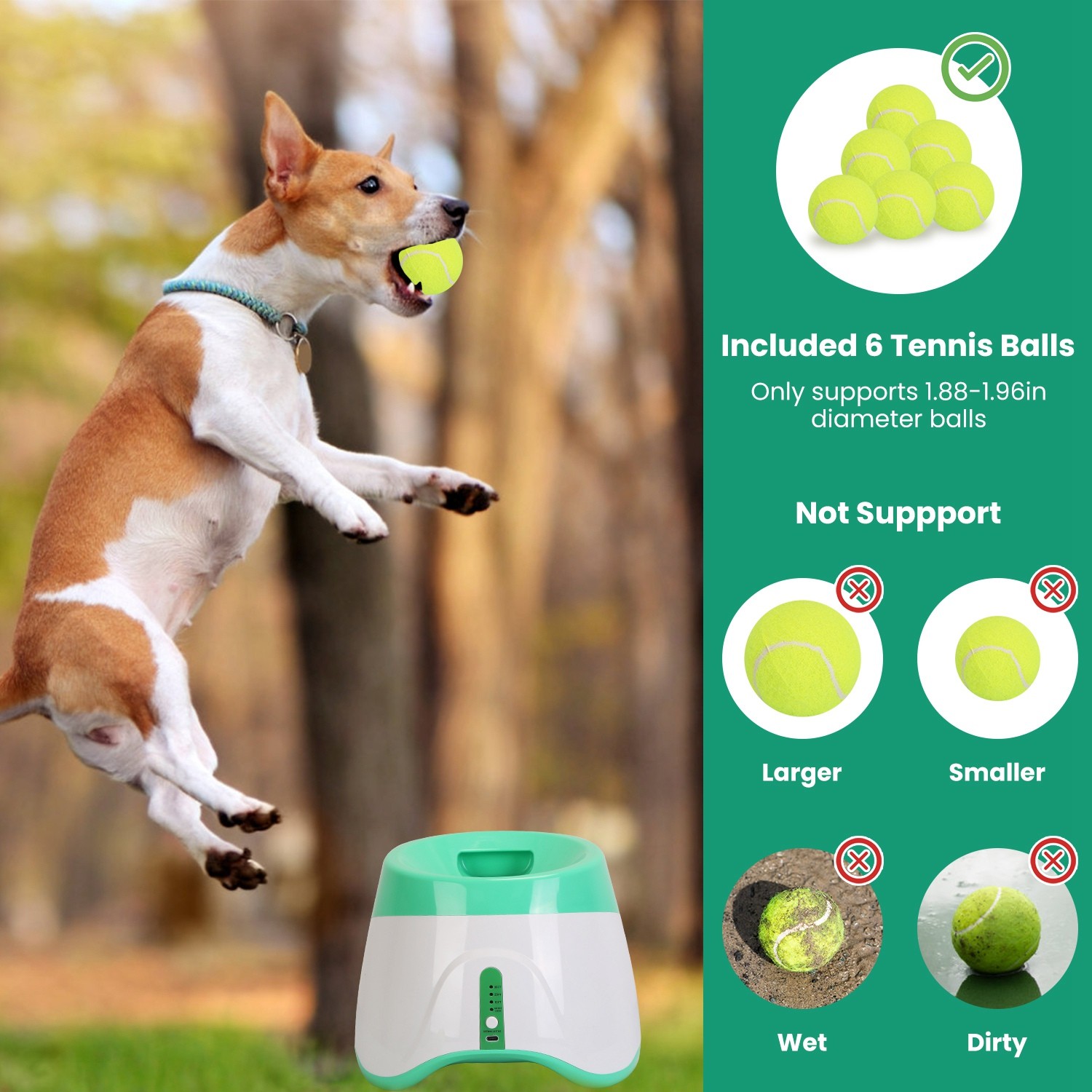 1Pc Automatic Dog Ball Launcher Included 6 Tennis Balls Dog With 3 Adjustable La