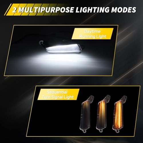 Front Signal/Corner Light Compatible with 2014 2015 Smoked Lens + White Light