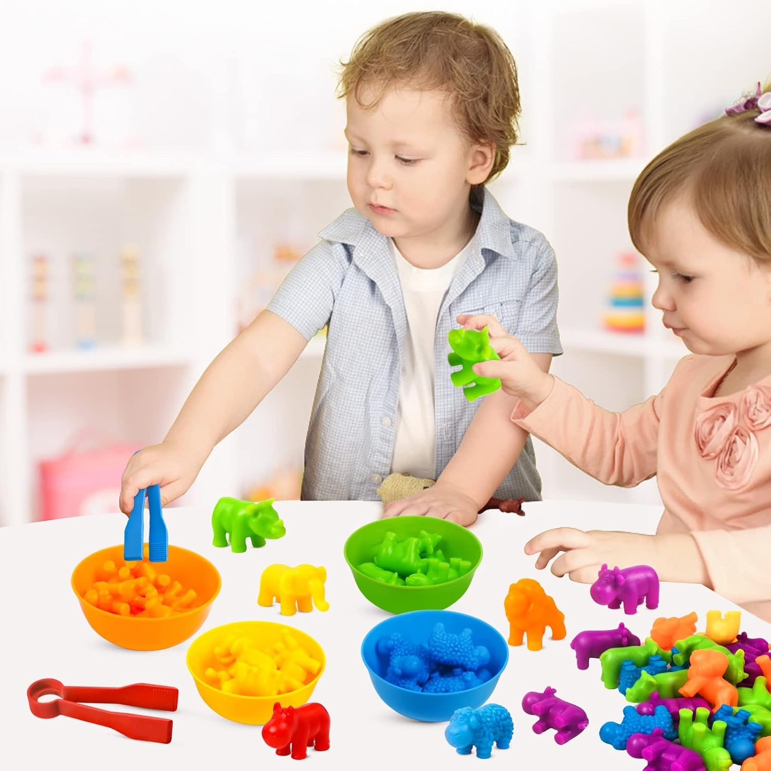 GKDOMS Counting Animals Toy Matching Game with Sorting Bowls Preschool Learning