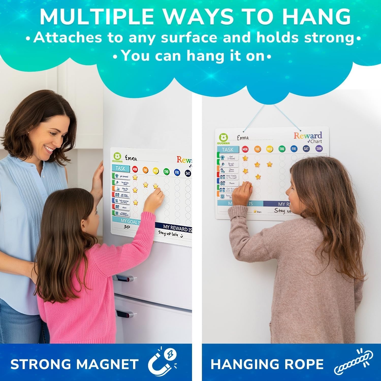 Durable Magnetic Behavior Chart for Kids – Includes 84 Chore Magnets & Marker