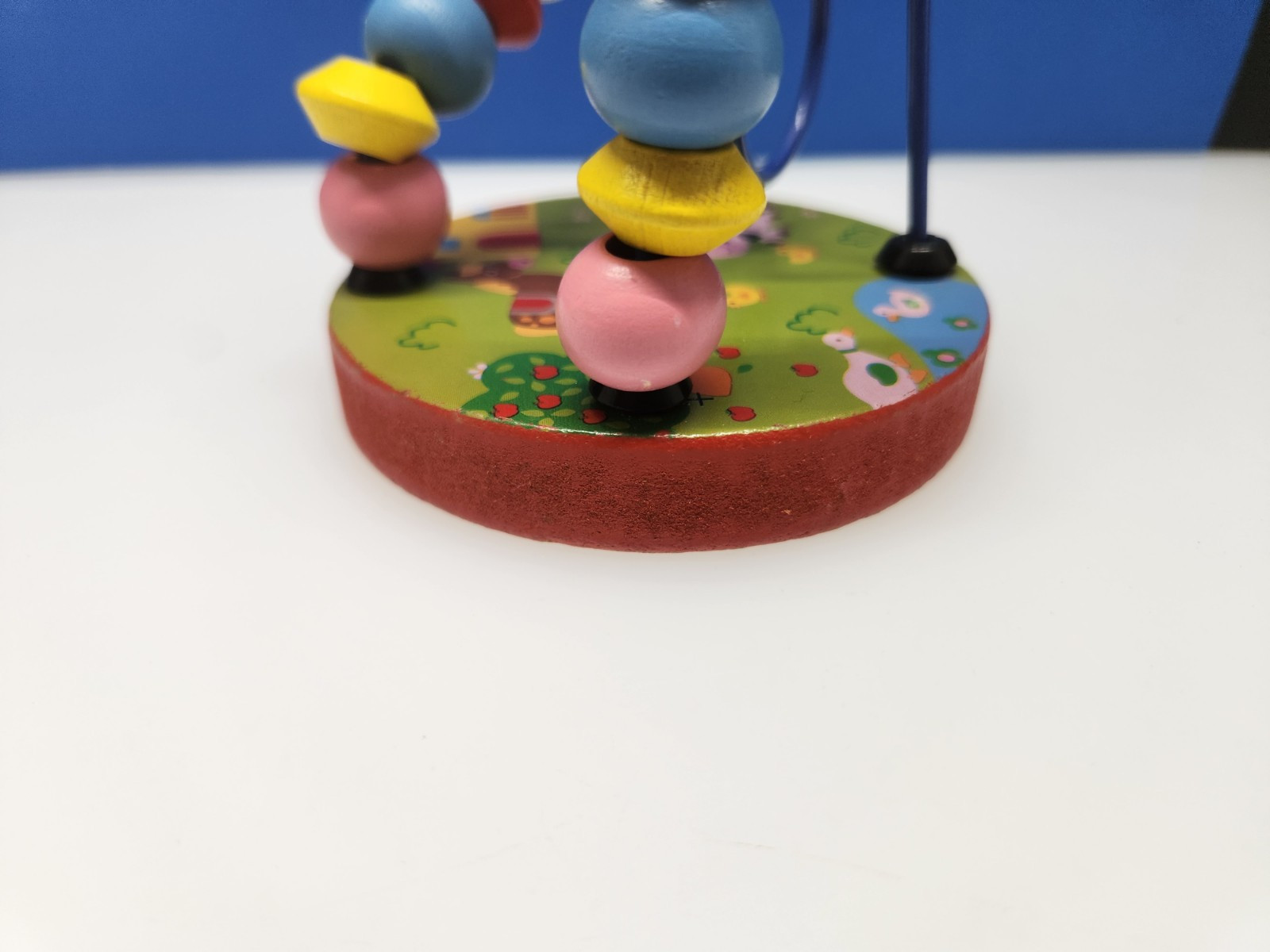 Vintage Mini Rollercoaster Bead Maze Wood Wire Toy Multicolor Small