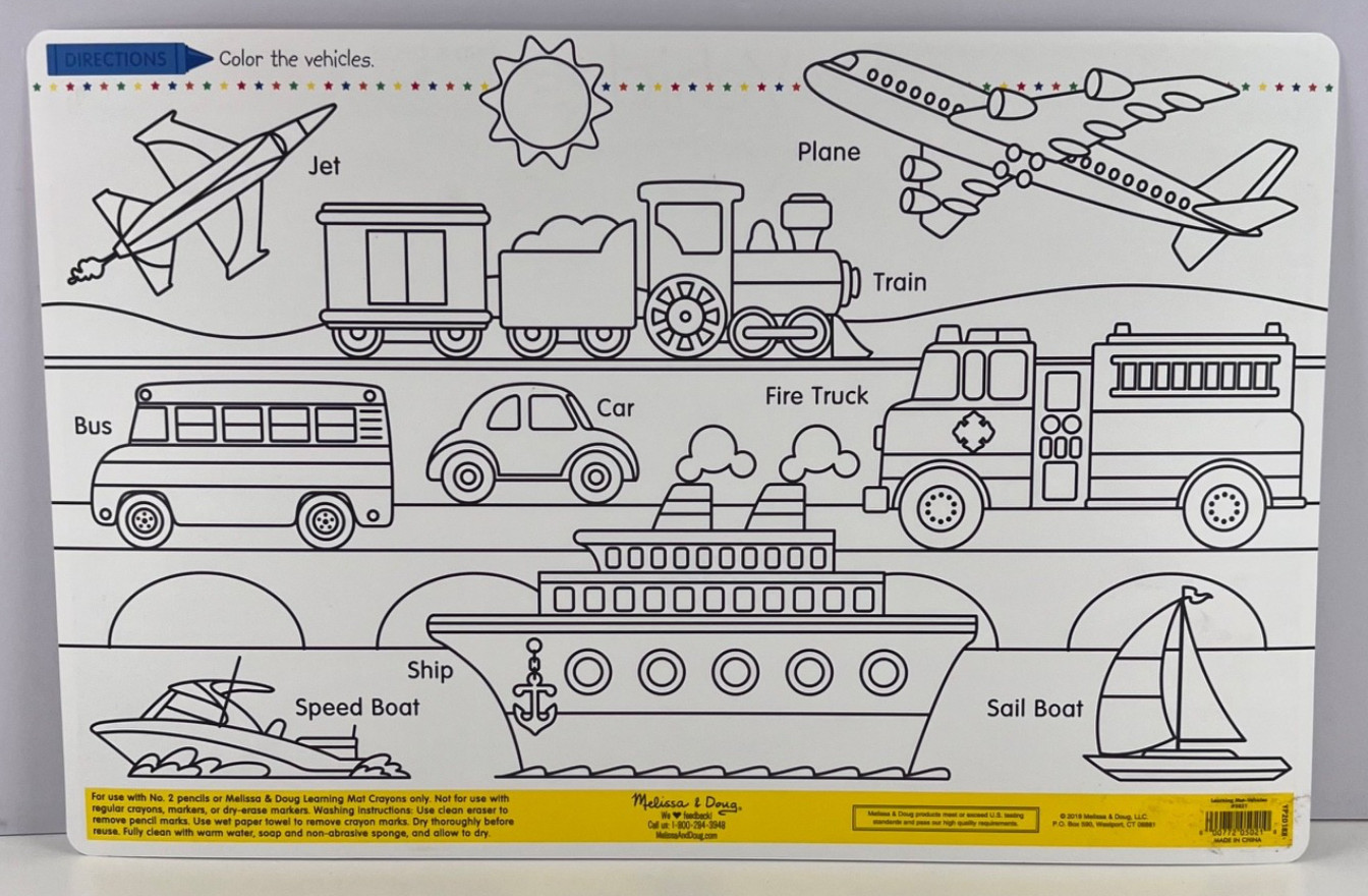 Melissa & Doug Learning Mat Vehicles Reusable Dry-Erase Activity Mat 3+