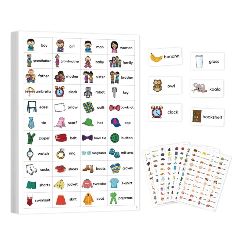 Multifunctional Vocabulary Sticker Adhesive Word Labels for Preschool Classroom
