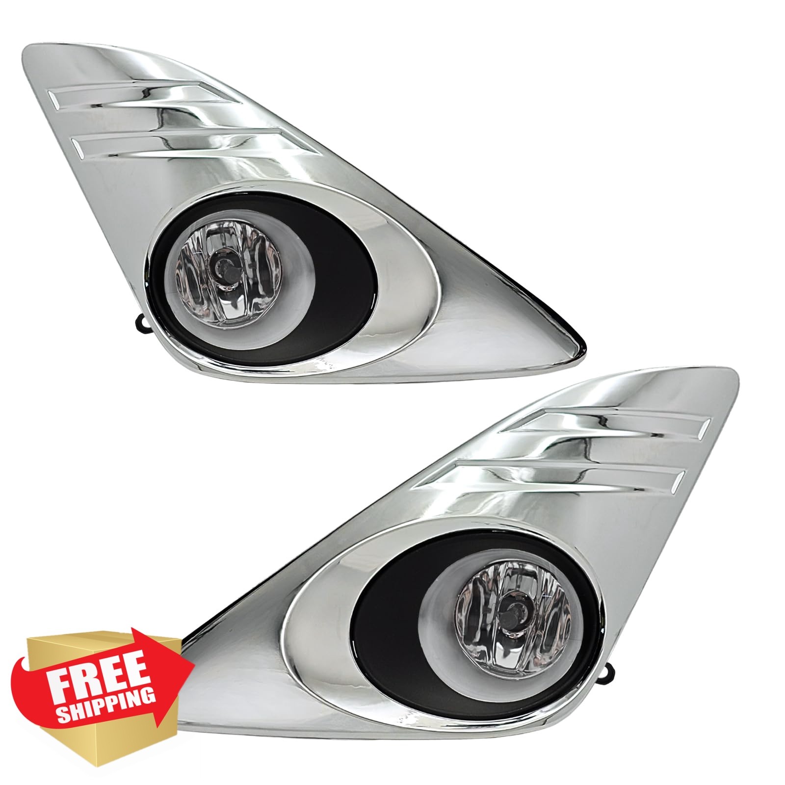 Nioboee 12-14 Camry Fog Lights Halogen Chrome Bezel