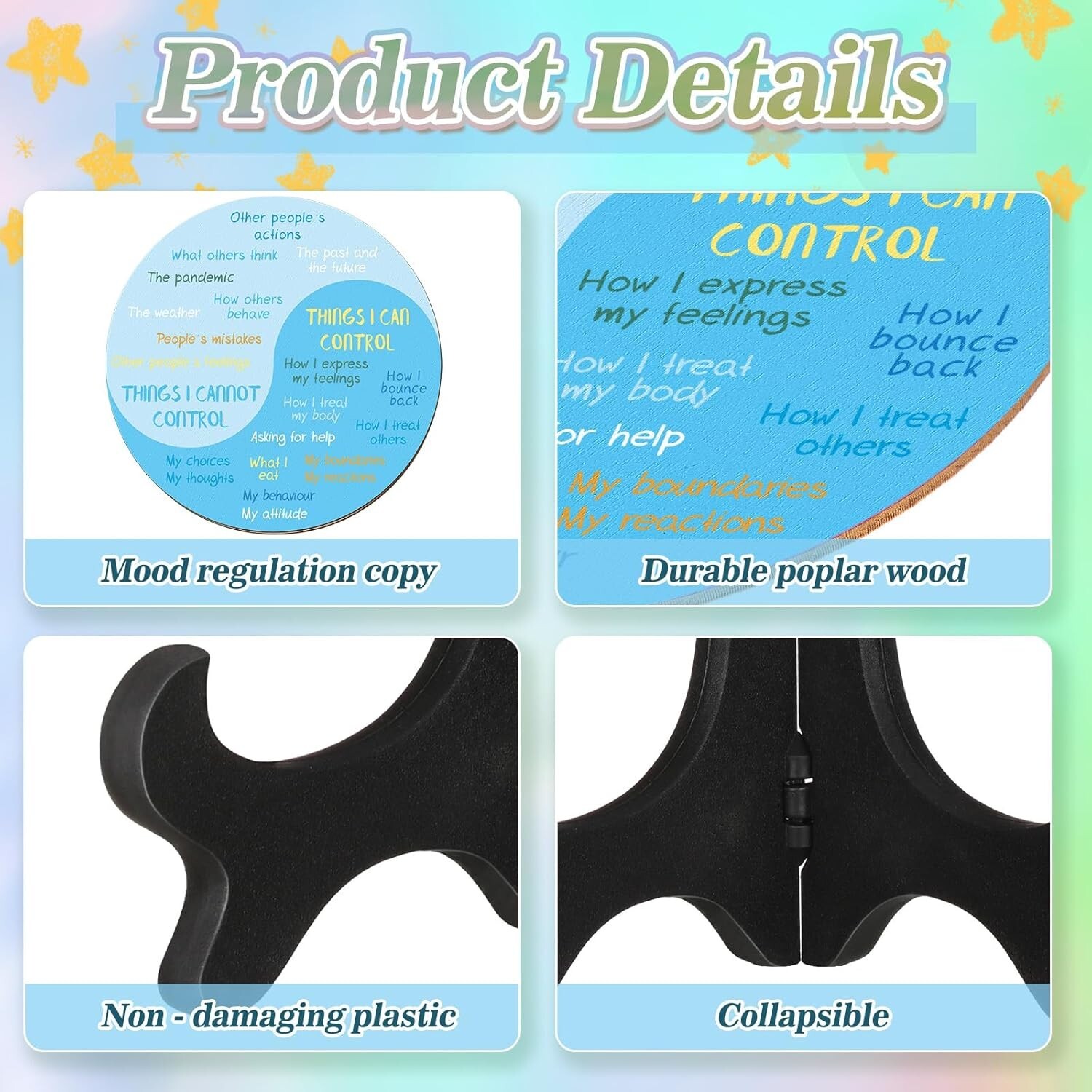 Wooden Feelings Wheel Chart Duo for Office Decor – Support Mental Health
