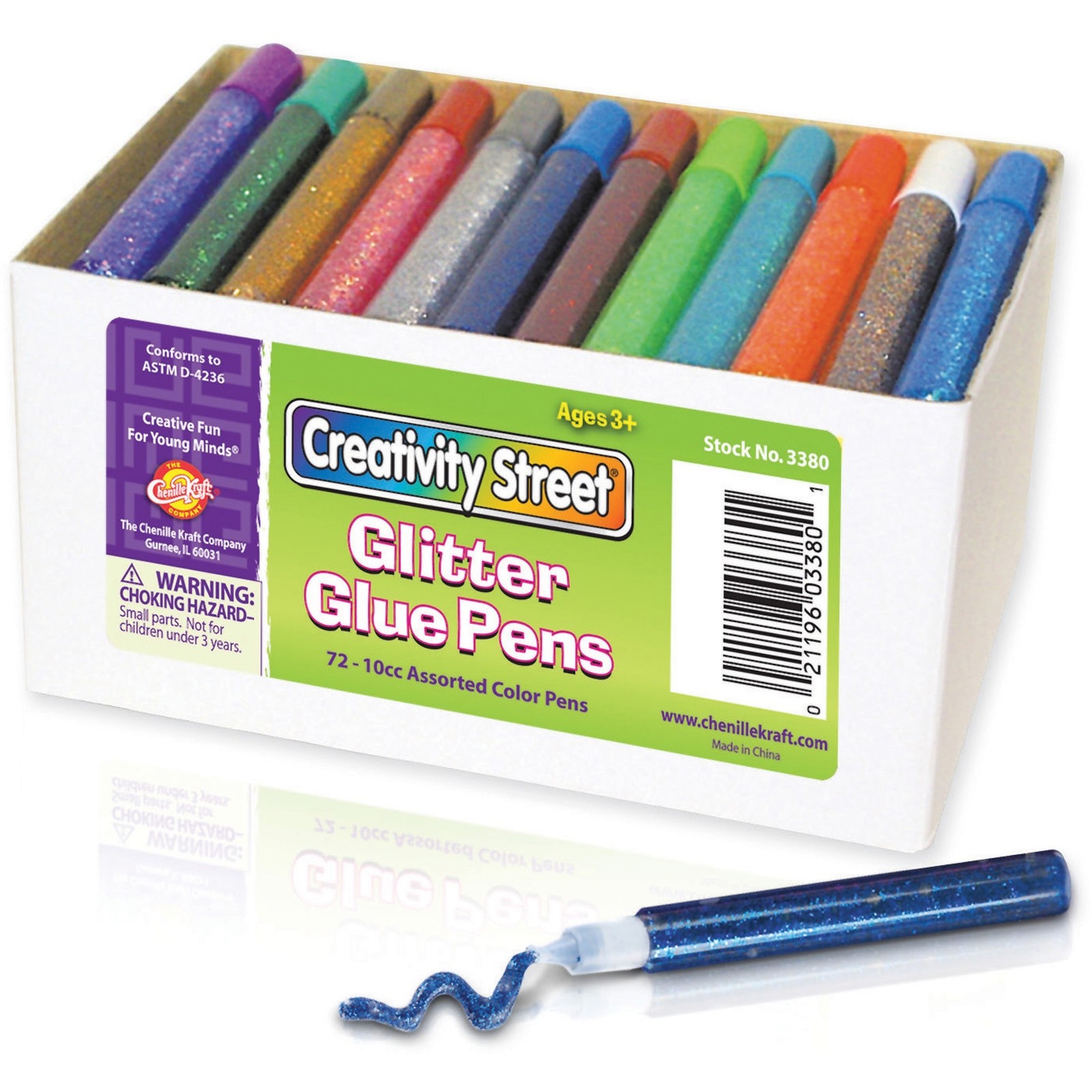 Chenille Kraft 338000 Glitter Glue Pen 0.34 Fl Oz Assorted 72/box