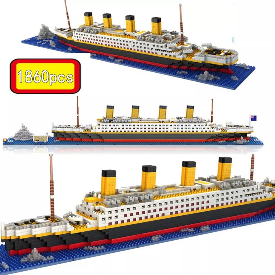 1860pcs RMS Titanic Model Large Cruise Ship/Boat 3D Micro Building Blocks Bricks