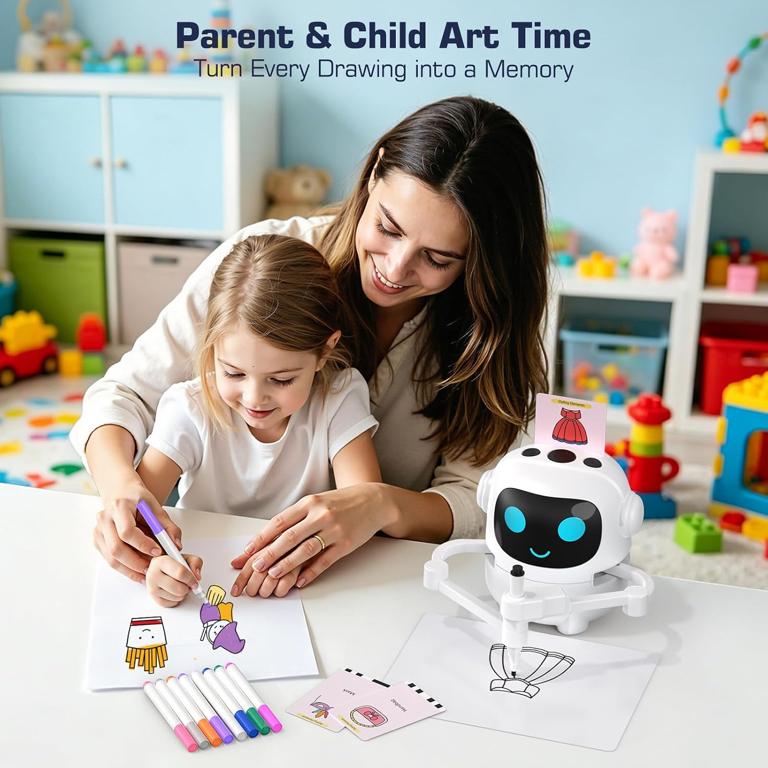 Drawing Robot for Kids, 200 Cards Voice Interactive Educational Toy for 3 4 5 6