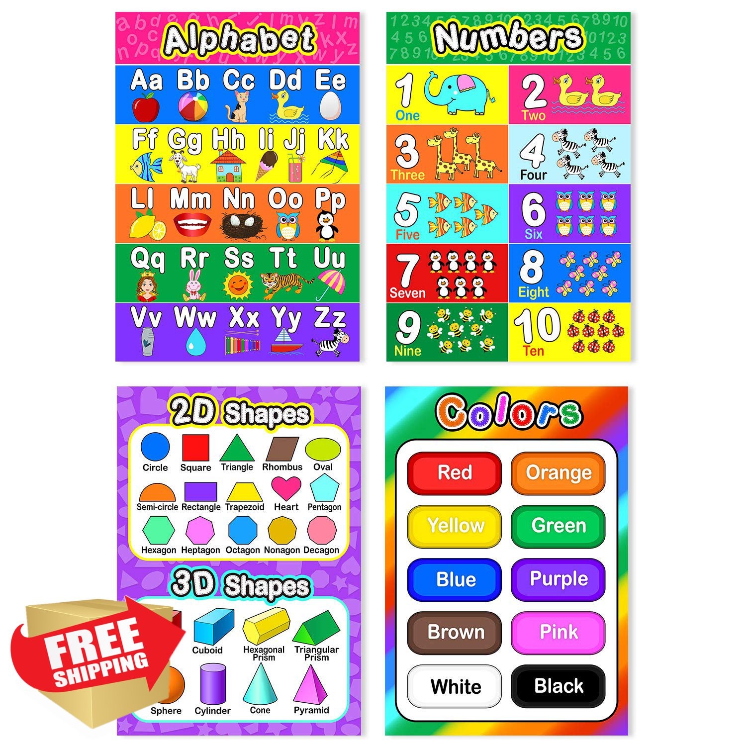 Blulu 12 Preschool Educational Posters 16×11