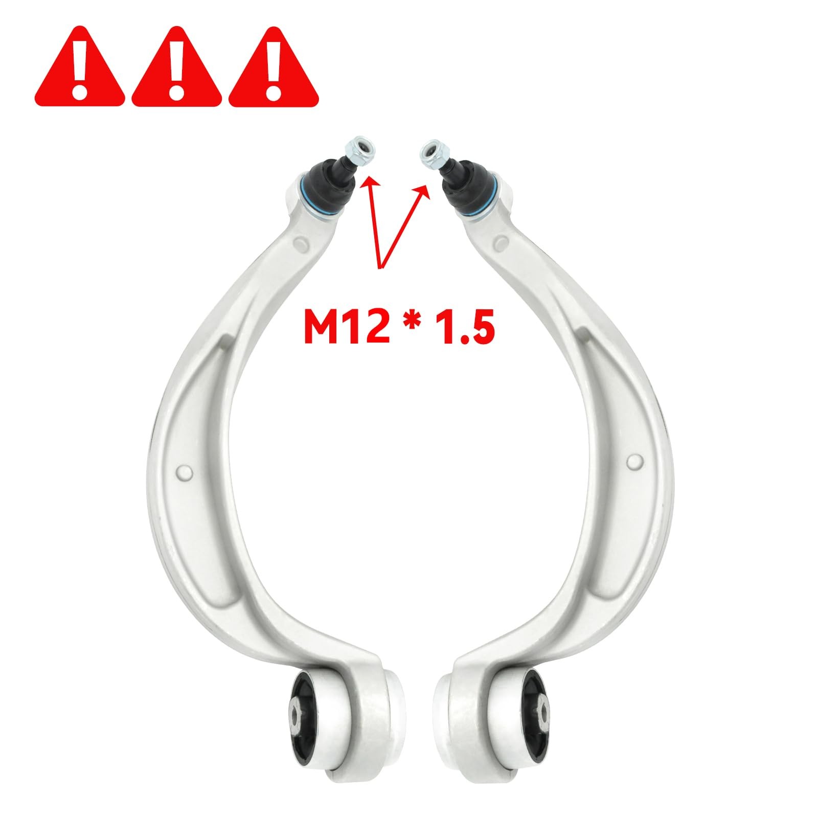 Front Lower Upper Control Arm Compatible With 2009-2010 Audi Silver
