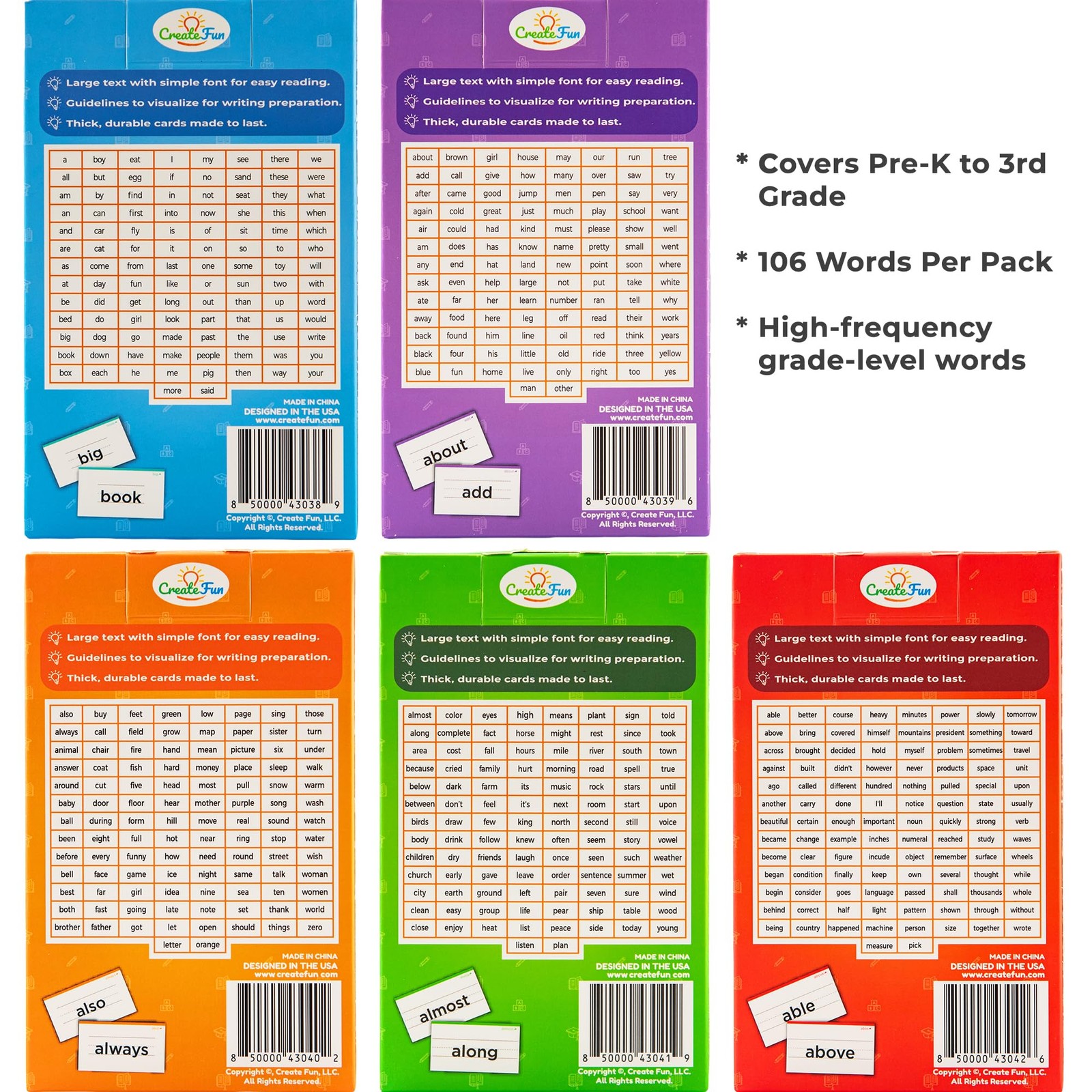 106 Sight Words Flash Cards 1st Grade for Kids Ages 56, Dolch & Fry Sight Wor…