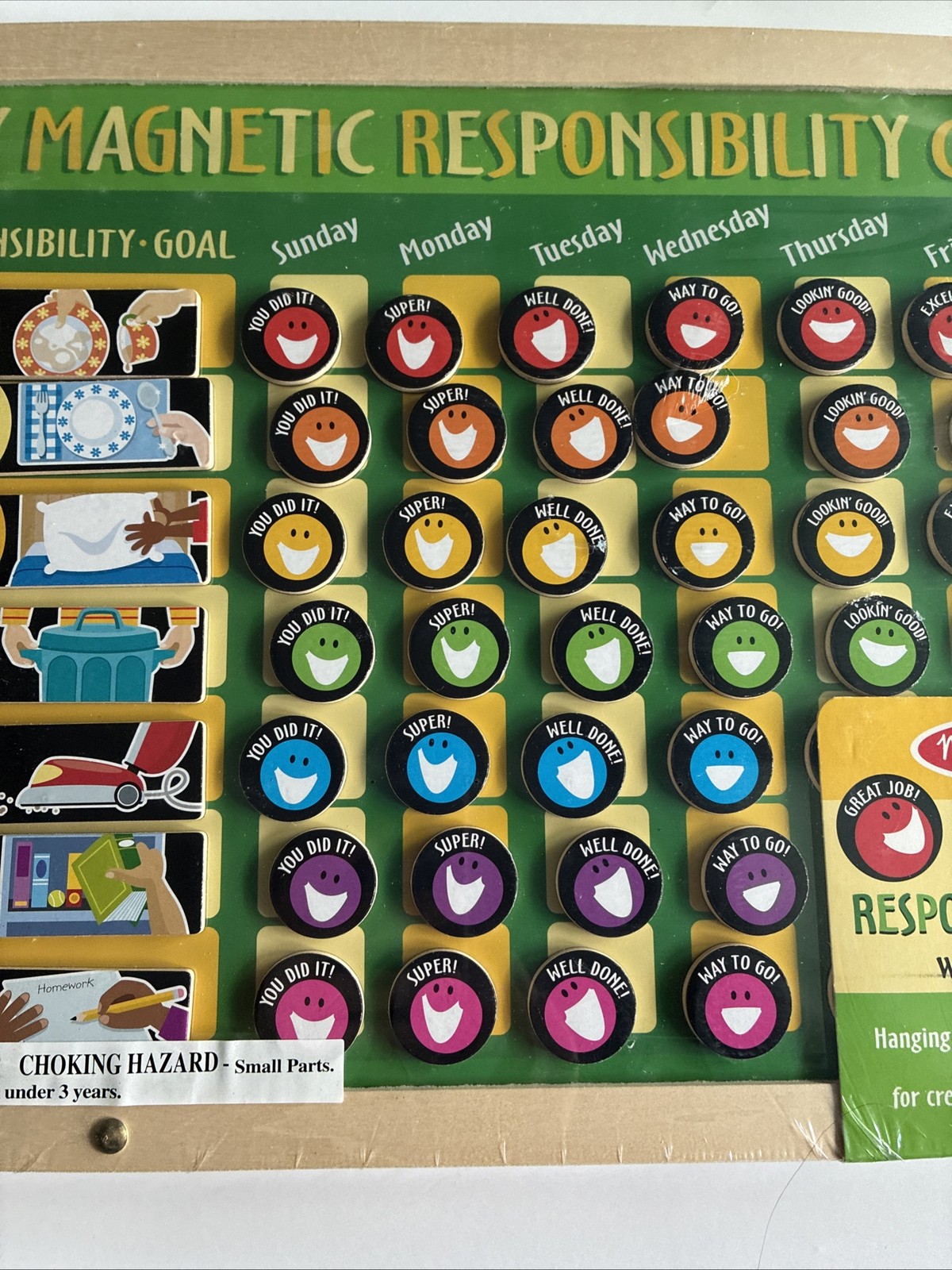 Melissa & Doug Magnetic Responsibility Chart Wooden Hinged 90 Magnets Kids Ages