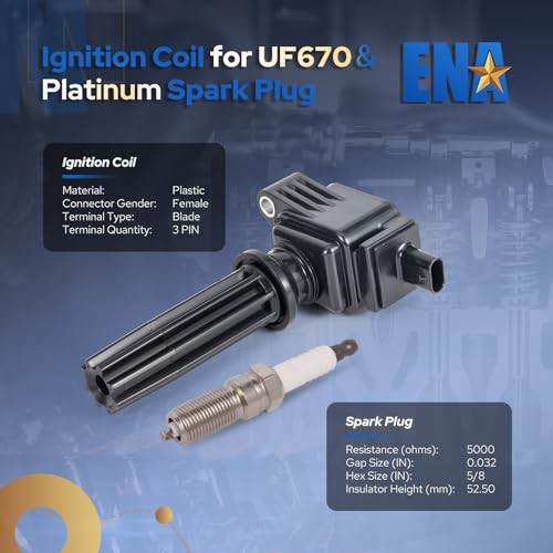 ENA Set of 4 Ignition Coil Pack 4 Platinum Spark Plug 2.0L 2.3L Compatible with