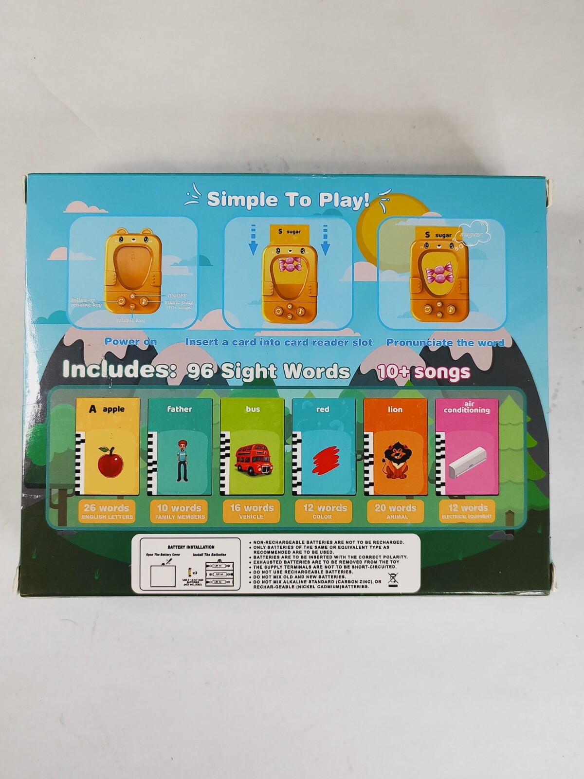 Qihan Toys Talking Flash Cards Early Education Device 96 Sight Words 10+ Songs
