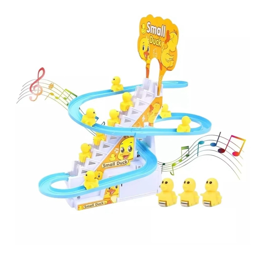 Electric Duck Climbing Stair Toy with Music & Lights | Includes 3 Mini Ducks | F