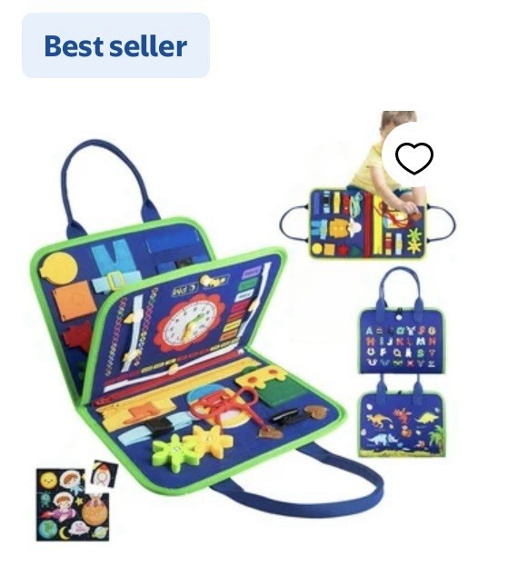 Gojmzo Montessori Busy Board – Sensory Travel Toy for Toddlers 1-4