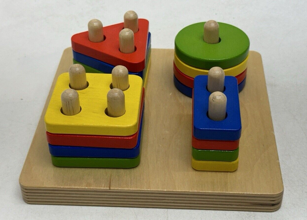 LAKESHORE Learn Play Sort-A-Shape Activity Board Developmental Wooden Toy 19217