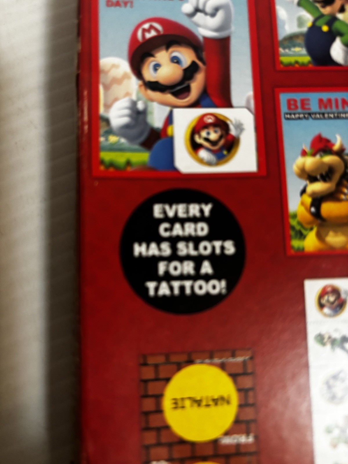 Super Mario Valentines 24 Cards + 24 Cherry POW Scented Tattoos Paper Magic 2021
