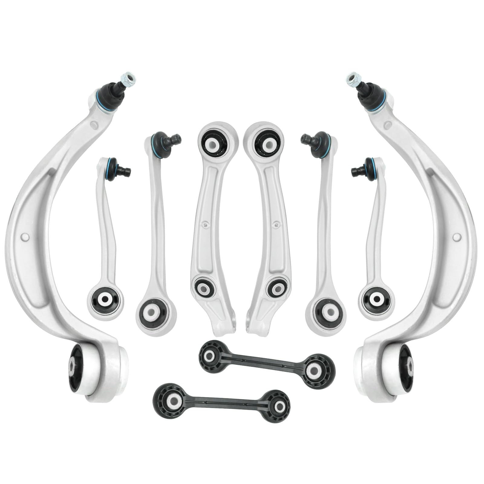 Front Lower Upper Control Arm Compatible With 2009-2010 Audi Silver