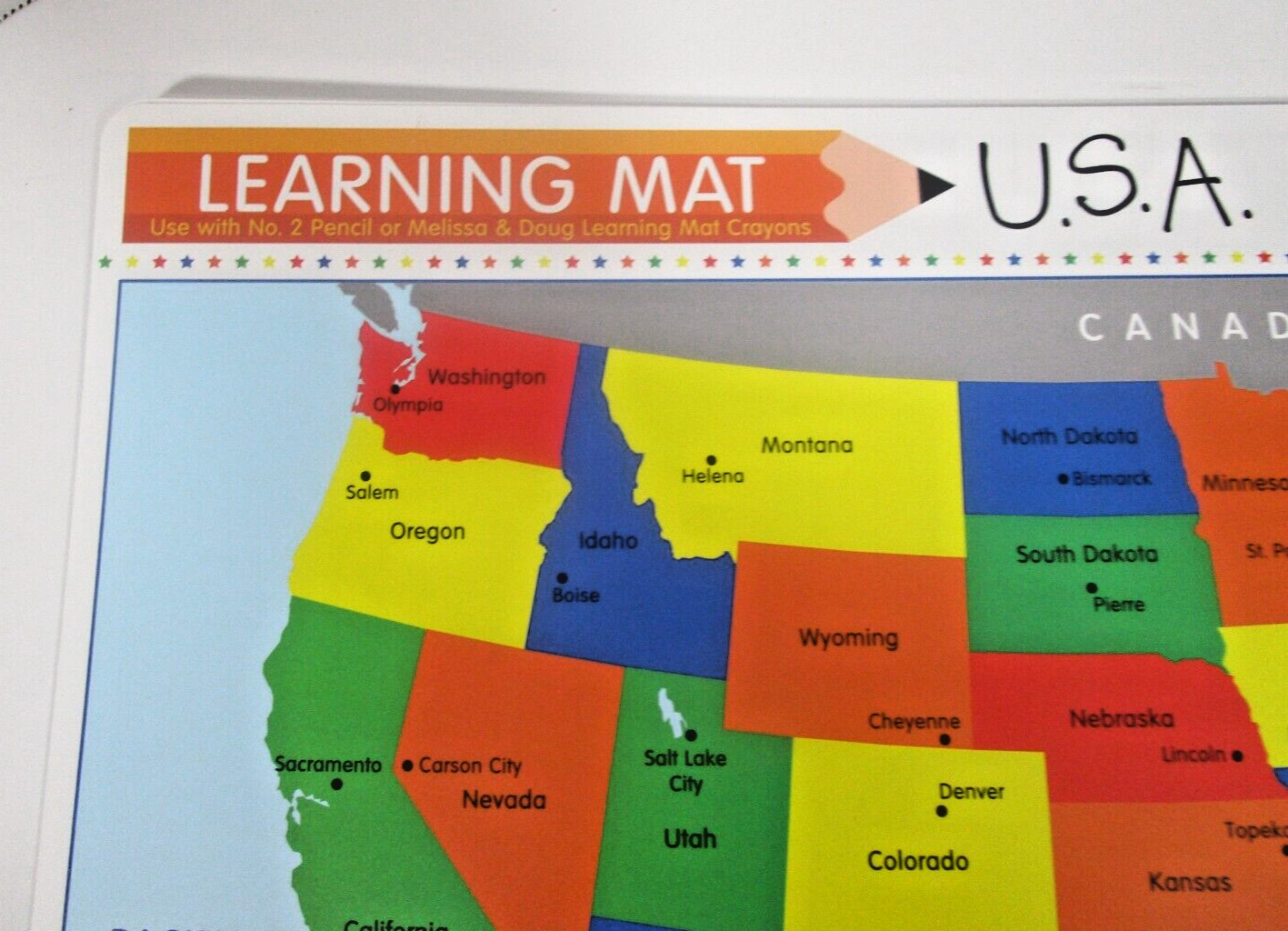 Melissa & Doug USA Map Reusable Learning Mats Lot of 4 Learn States Capitals