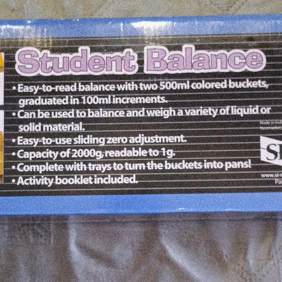 Student Balance Science Educational Scale Set w/ 2 Buckets, 2000g Capacity
