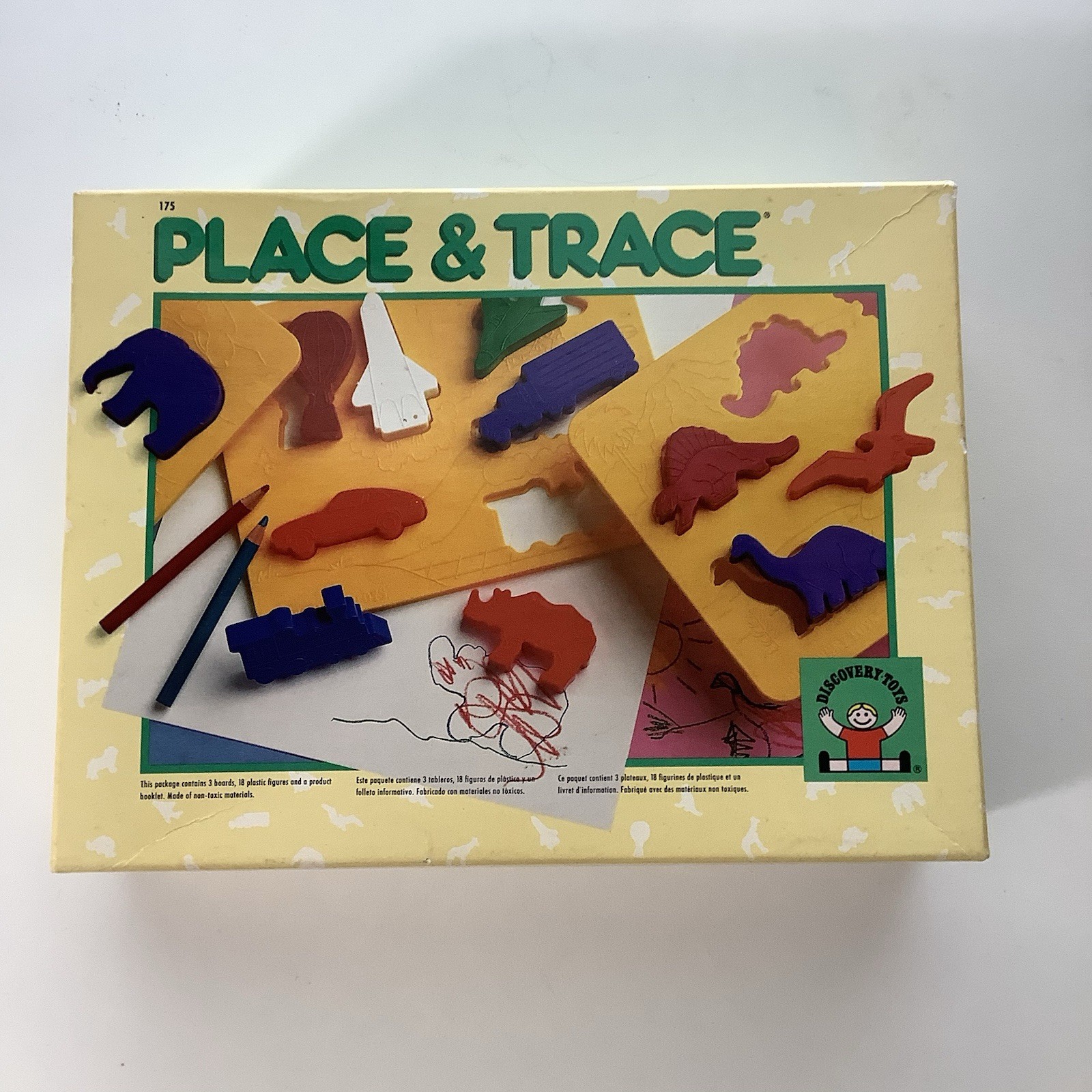 Vintage Discovery Toys Place And Trace Puzzle And Stencil Set From 1984