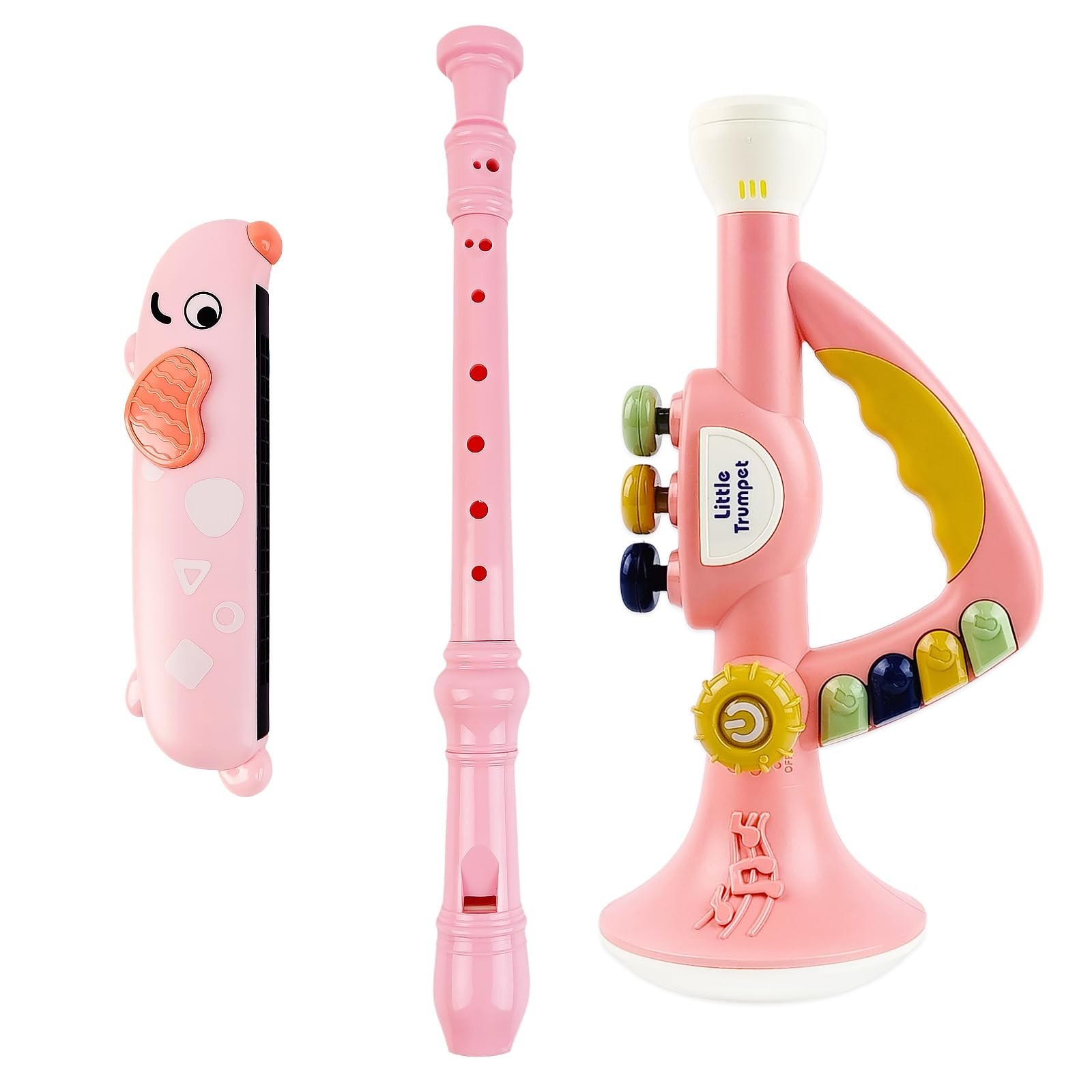 Toddler Musical Instruments Toy Trumpet, Harmonica, Recorder Flute for Kids…
