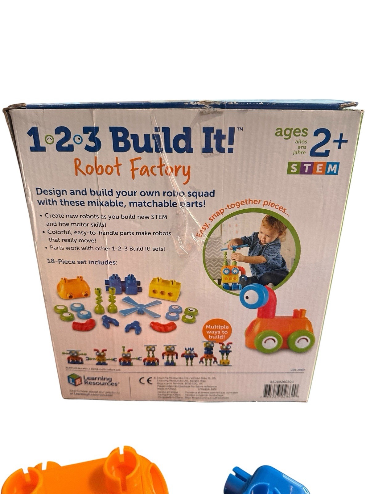 Learning Resources 1-2-3 Build It! Robot Factory STEM Ages 2+ 18 Pieces