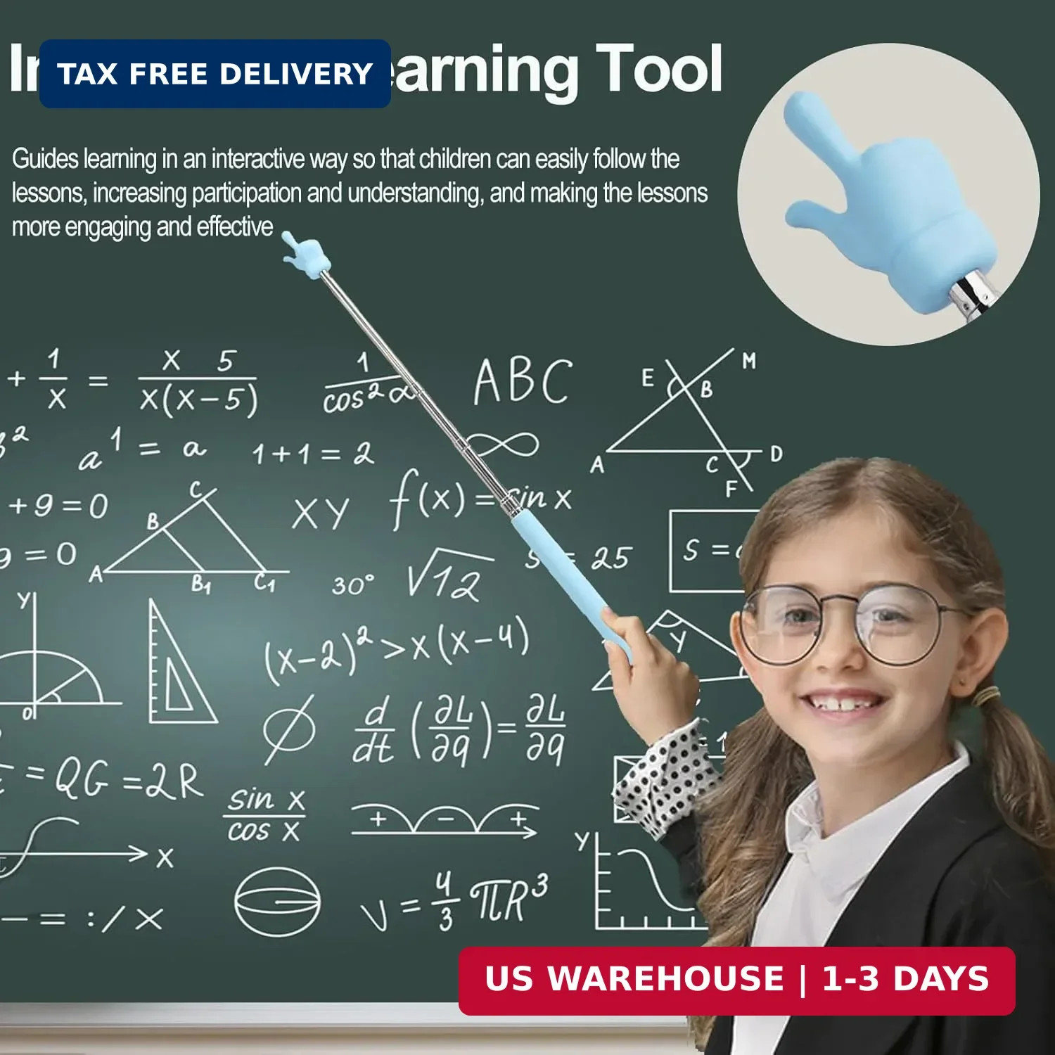4PCS Retractable Teacher Pointer for Classroom Kids Reading, Mini Extendable Han