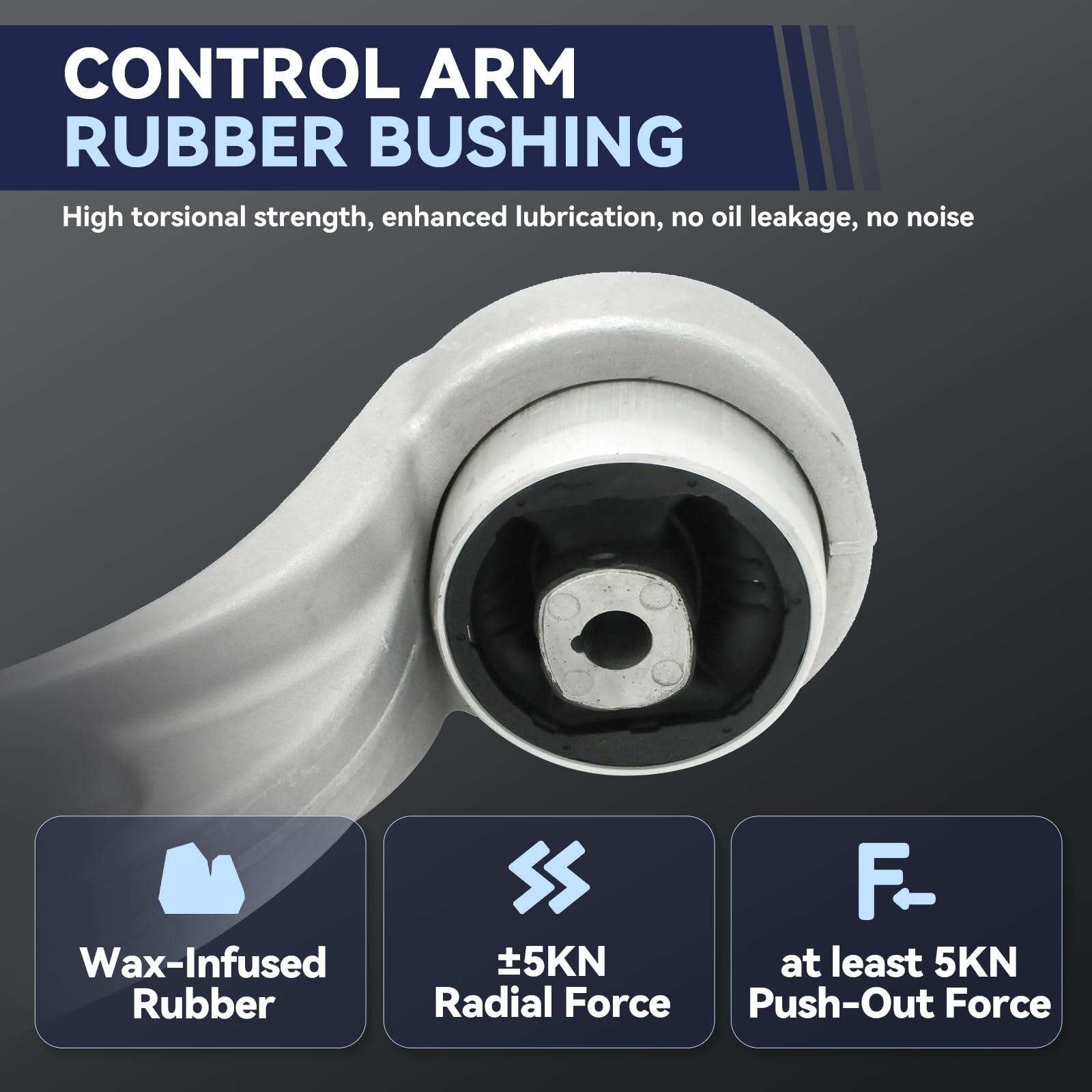 Front Lower Upper Control Arm Compatible With 2009-2010 Audi Silver
