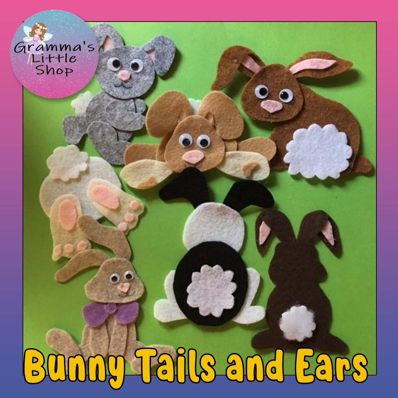 Bunny Tails and Ears Felt Set for Felt/Flannel Board Play