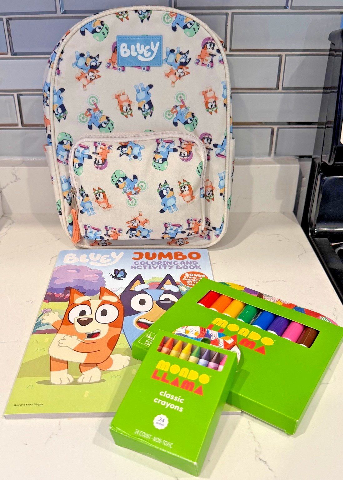 Bluey Backpack Activity Kit Coloring Book Markers Crayons Kids Travel Set