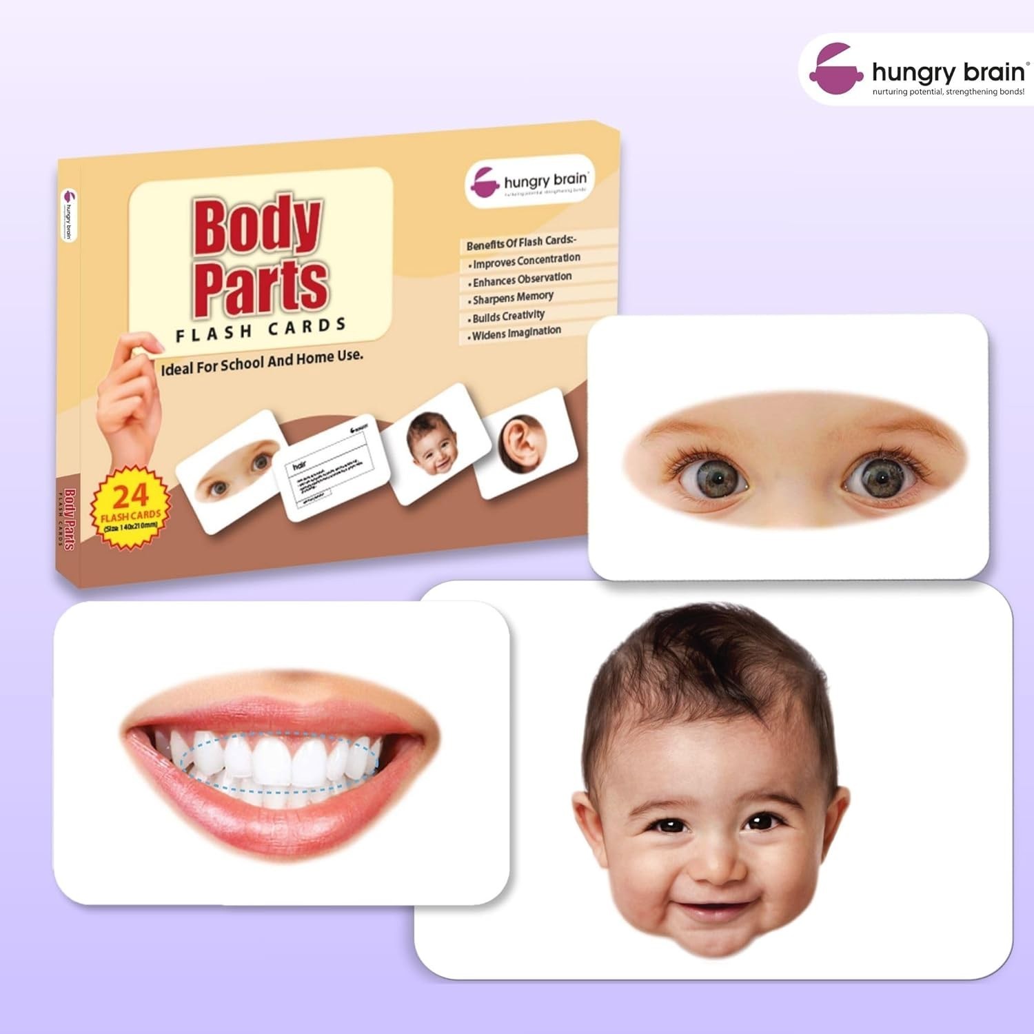 Hungry Brain Body Parts Flash Cards for Toddlers & Babies | FREE SHIPPING