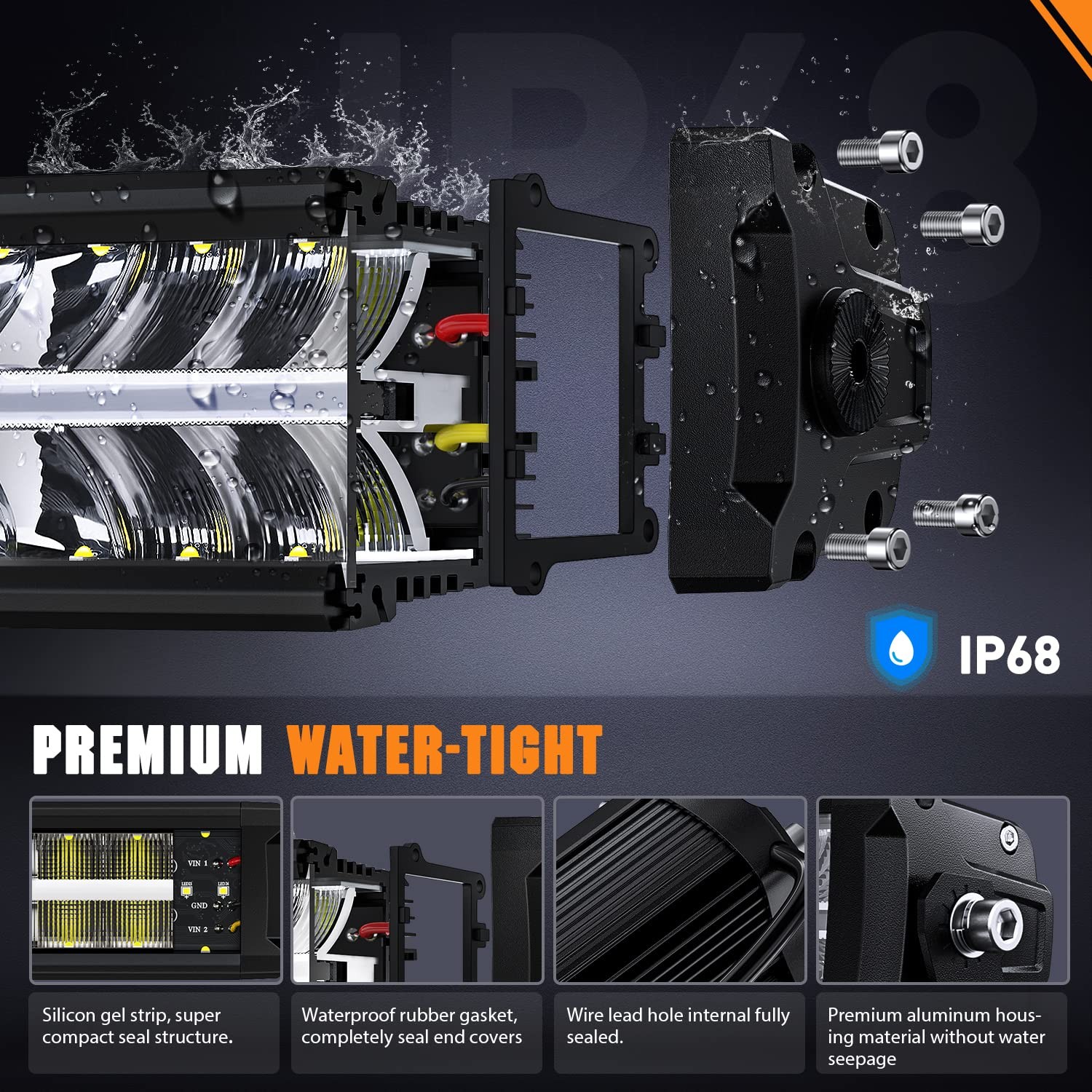 120W 16 Inch LED Light Bar with Wiring Kit Spot Flood Combo for Offroad Use