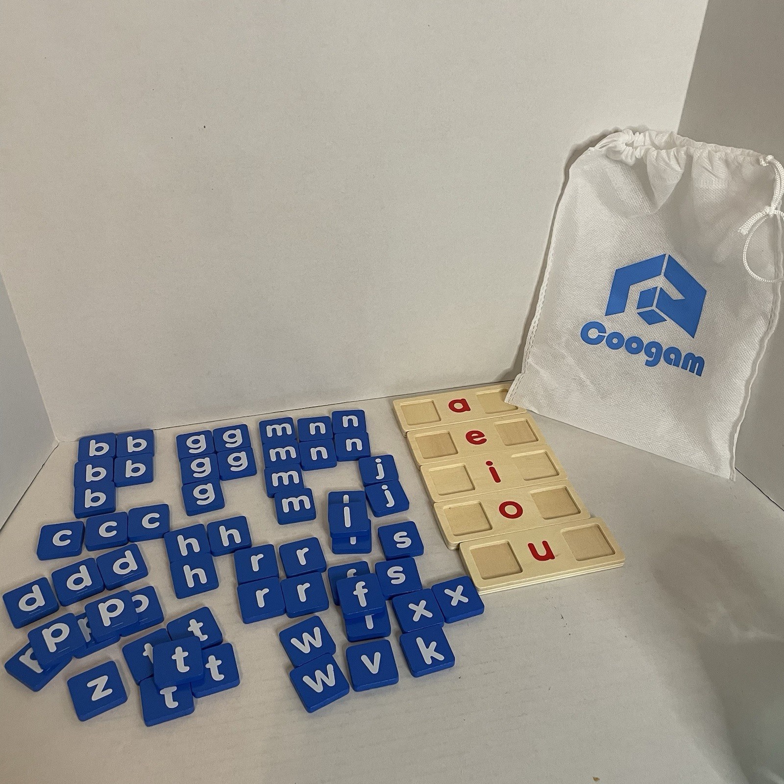 Coogam Wooden Short Vowel Reading Letters, Site Word Practice. No Cards.