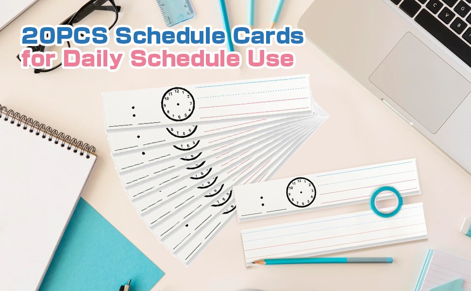20Pcs Daily Schedule Pocket Chart Erase Card for Preschool Classroom