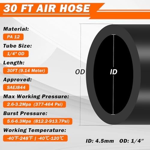 Air Line Kit for Air Spring Bag Suspension with Fittings, 30 FT PA Hose Truck Ai