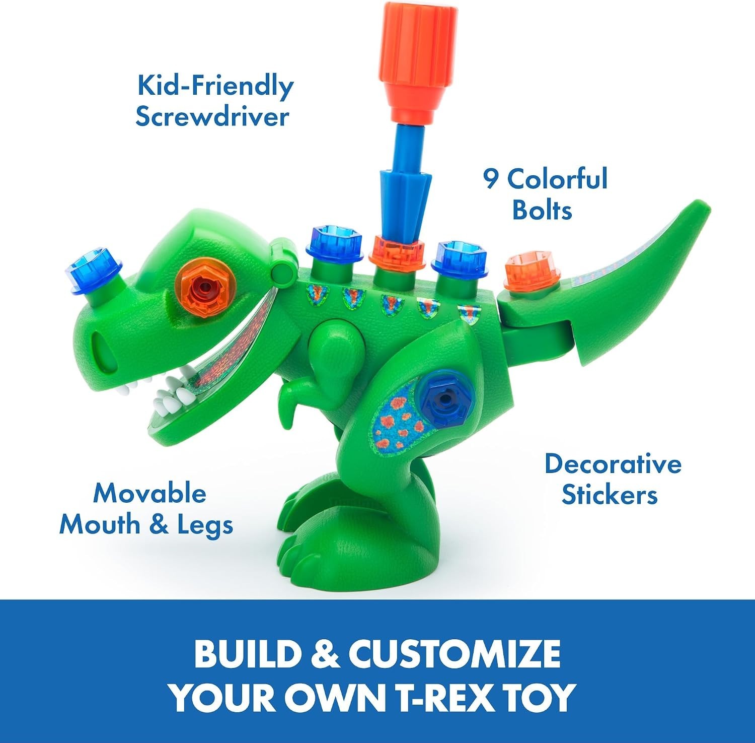 Interactive Design & Drill T-Rex: 12-Piece Toy for Motor Skills Development