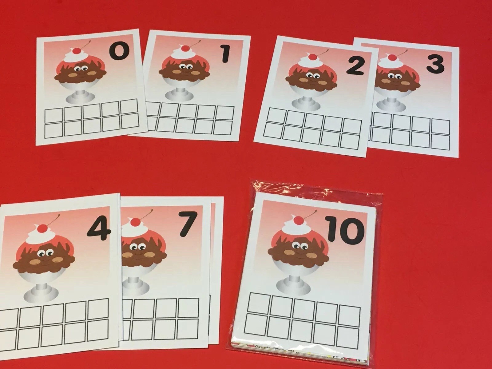 ICE CREAM TENS FRAMES – Laminated Dry Erase cards – Teaching supplies