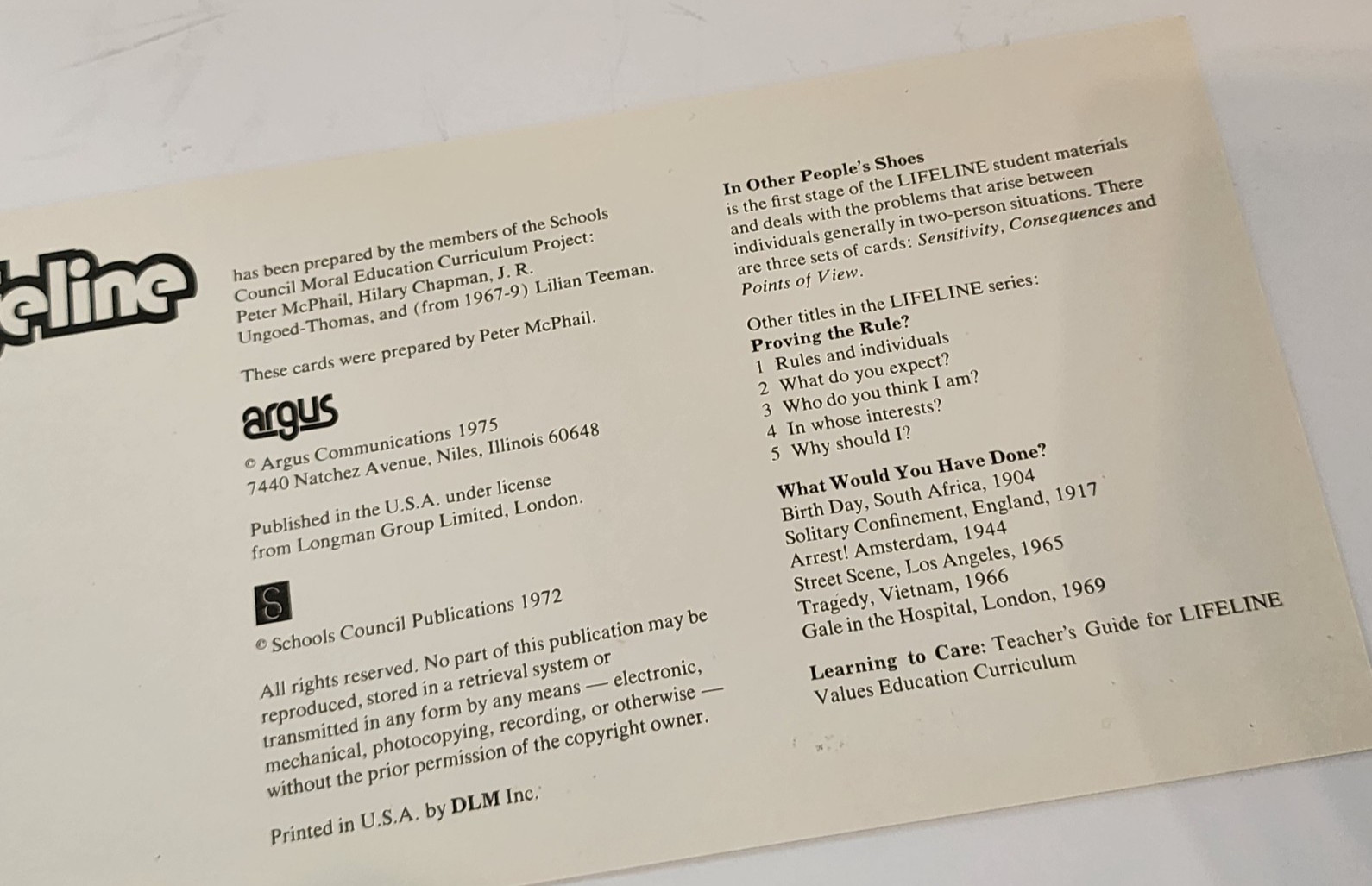 Consequences educational conversation DEvelopmental Leaning MAterial DLM 1975