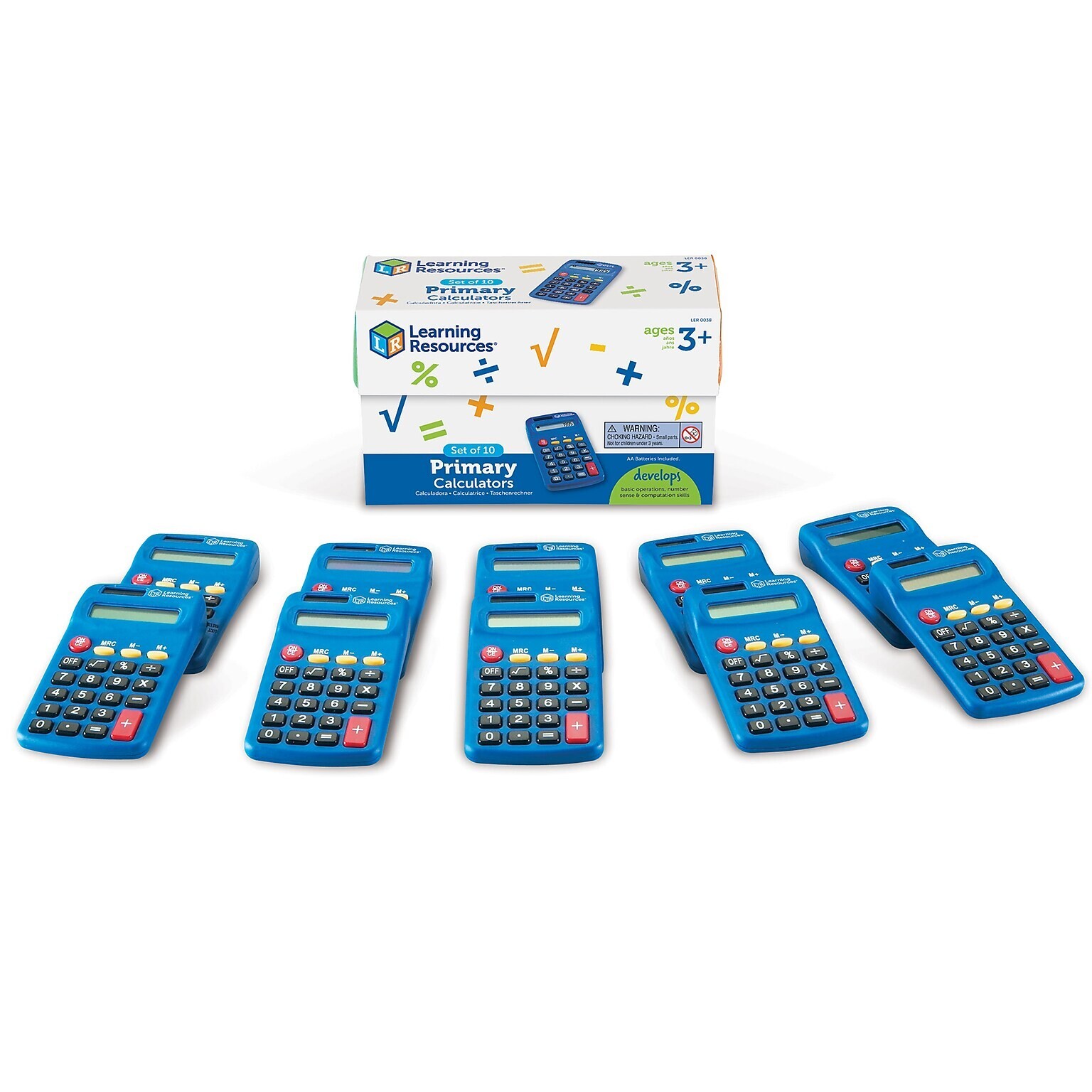 Learning Resources Set of 10 Primary Basic Calculator PreK+ Math Ages 3+ LER0038