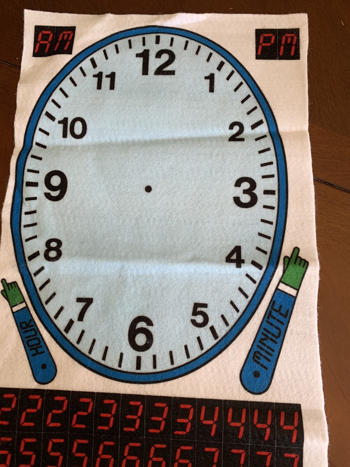 Felt Clock Storyteller Educational Analog & Digital Learn To Tell Time Clock