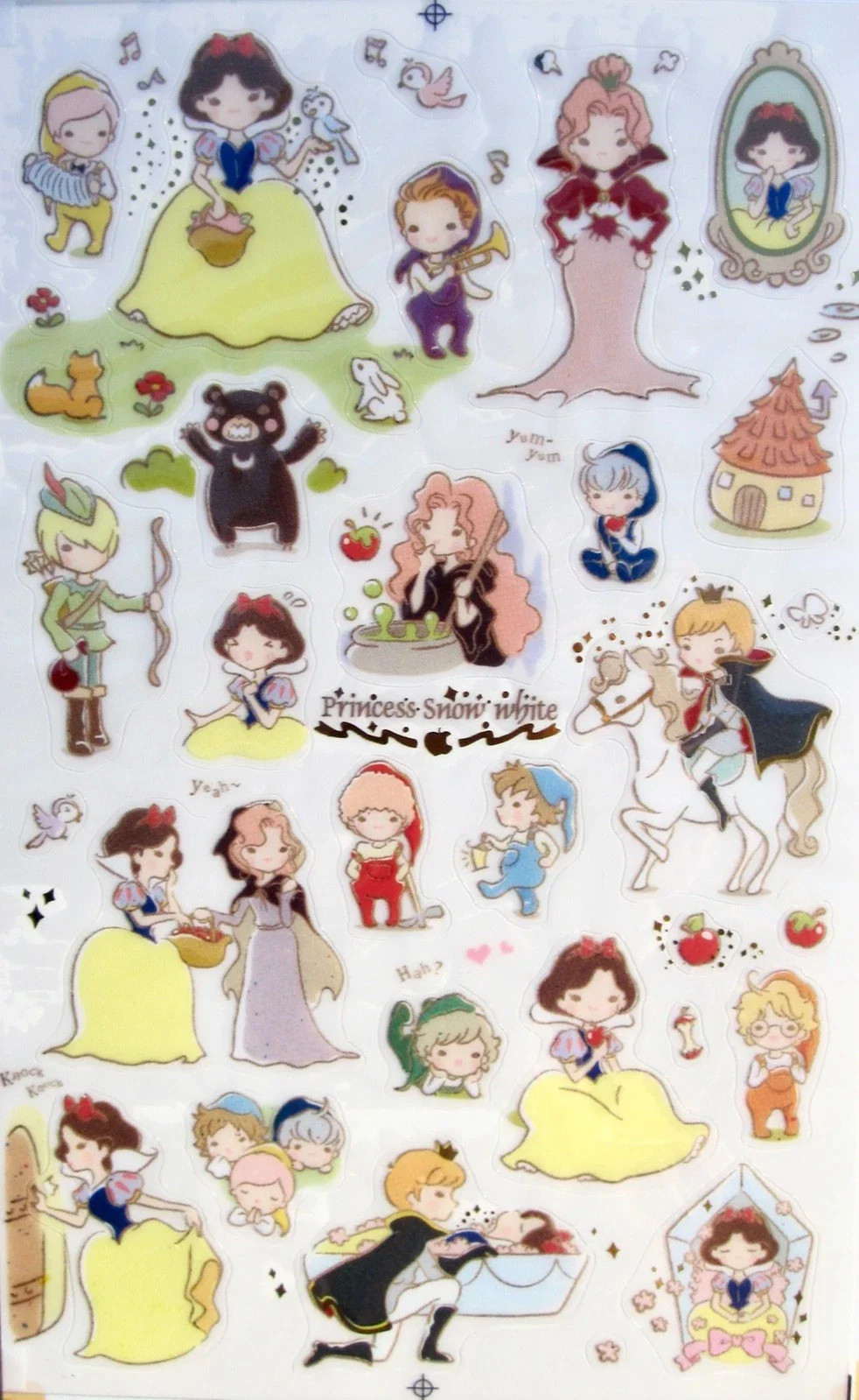 Funny Sticker World Princess Snow White Kawaii Sticker Sheet – Cute PVC