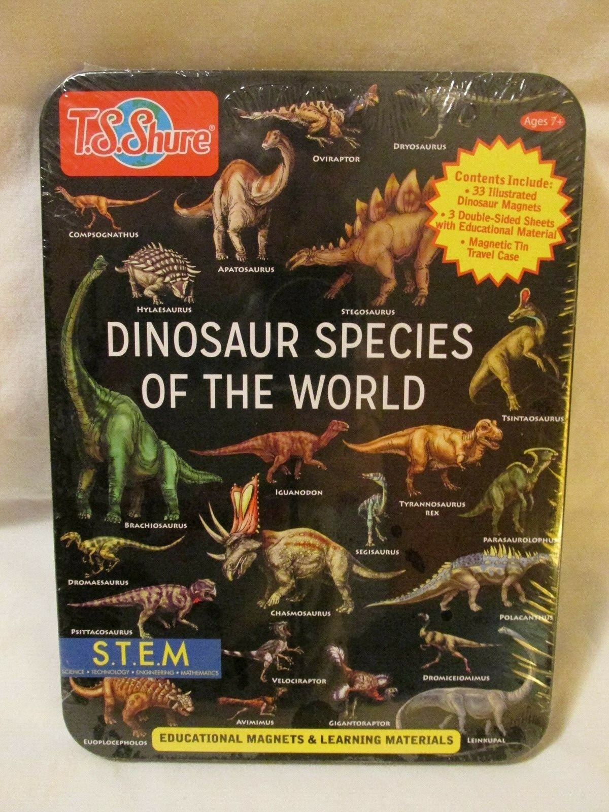 T S Sure Dinosaur Species of the World Educational Magnets STEM Home School NEW