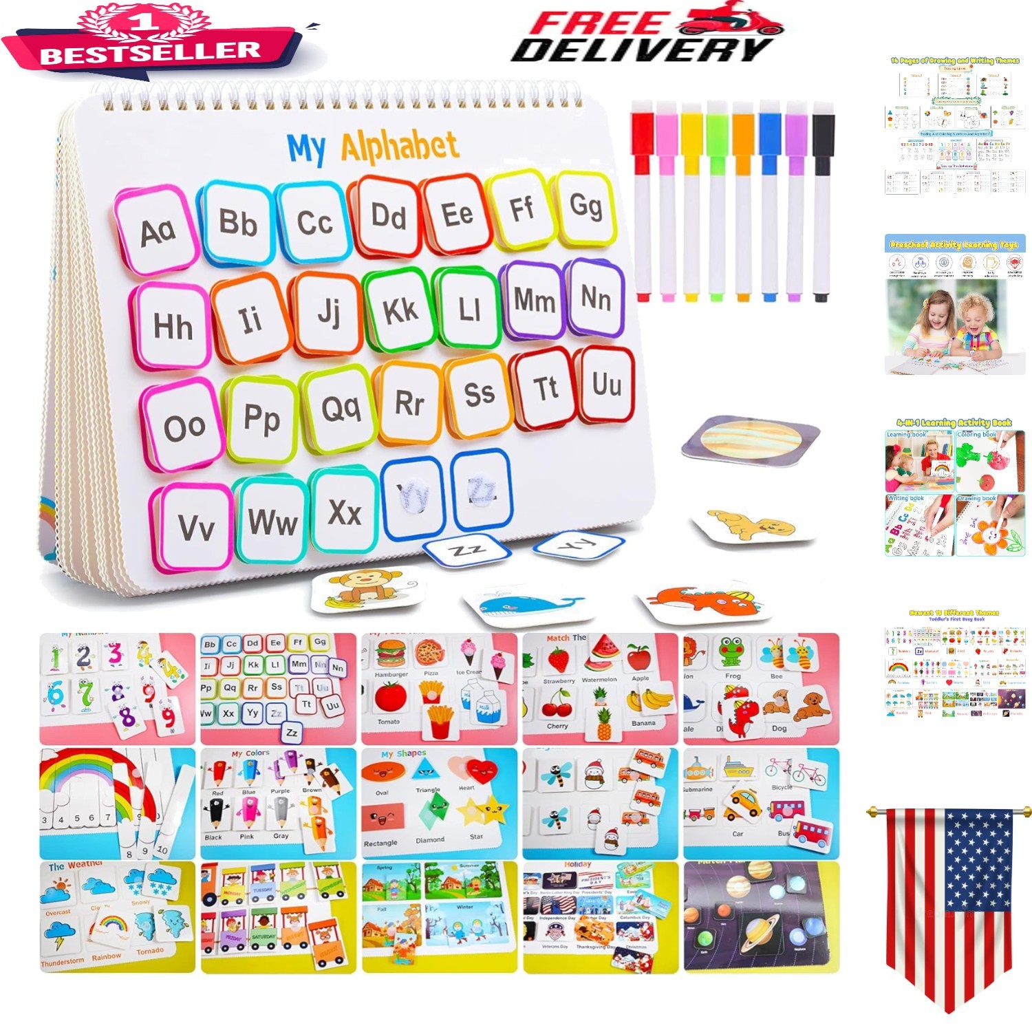 Interactive Preschool Activity Book with 15 Themes: Fun Learning for Toddlers
