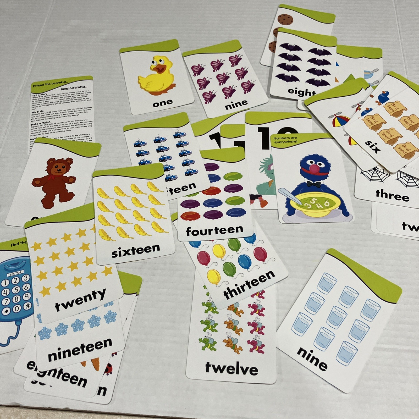 Sesame Street Numbers Flash Cards 36 Count Numbers 1-20. Excellent Condition