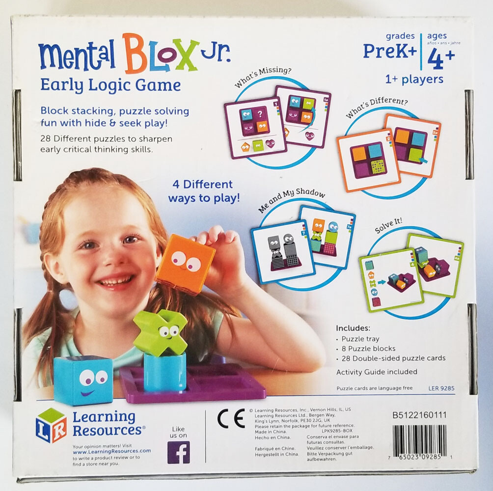 LEARNING RESOURCES early logic MENTAL BLOX JR block stacking puzzle solving GAME